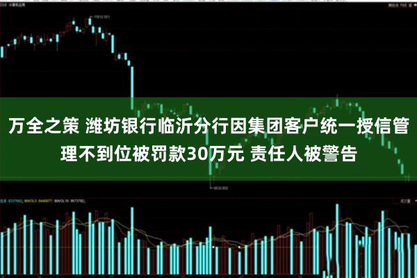 万全之策 潍坊银行临沂分行因集团客户统一授信管理不到位被罚款30万元 责任人被警告